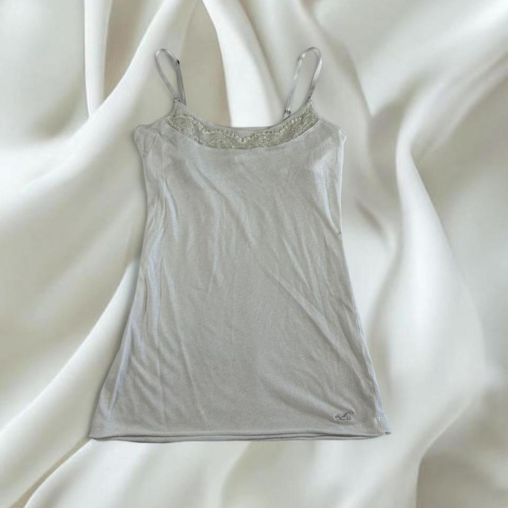 Hollister white beaded lace babydoll cami tank top y2k vintage mcbling